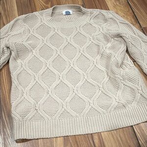 Men's Beige Cable Knit Sweater